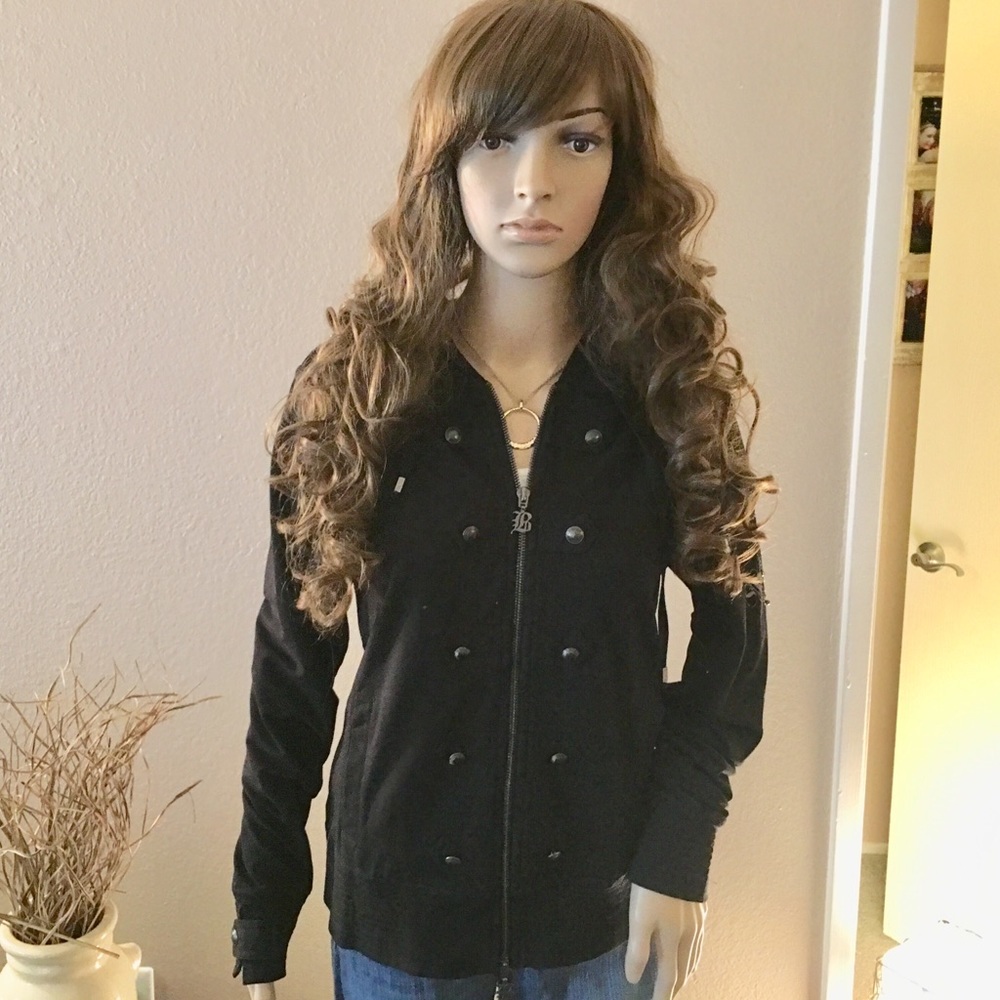 BCBG Military Style Stud & Rhinestone Hoodie